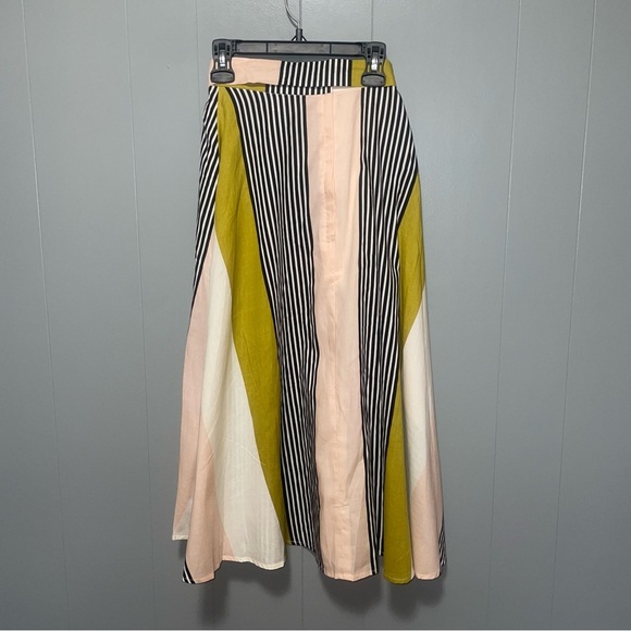 Modcloth x Collectif Eva Juicy Pink and Green Stripes Swing Skirt XXS - Picture 5 of 9